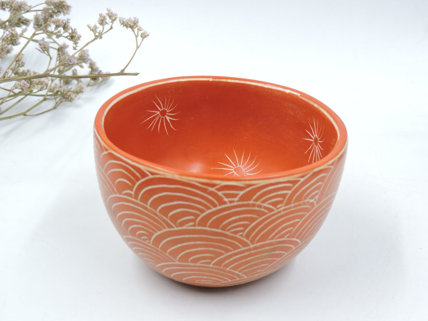 Etched Pattern Stone Bowl - Handmade Fair Trade Catchall