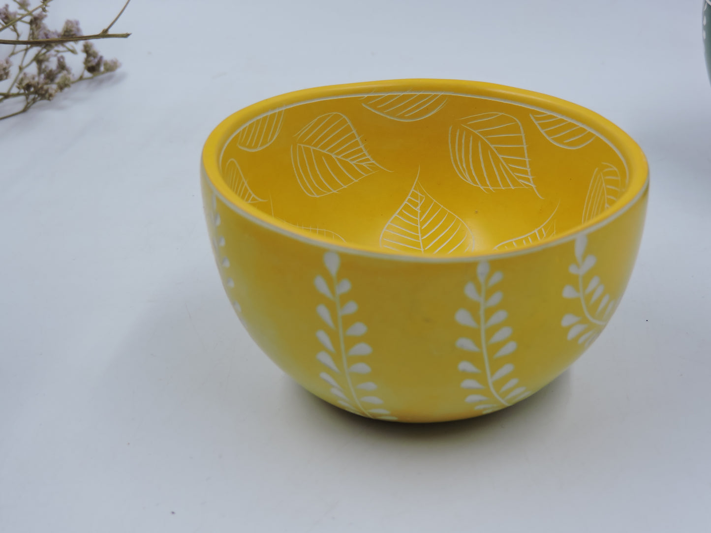 Etched Pattern Stone Bowl - Handmade Fair Trade Catchall