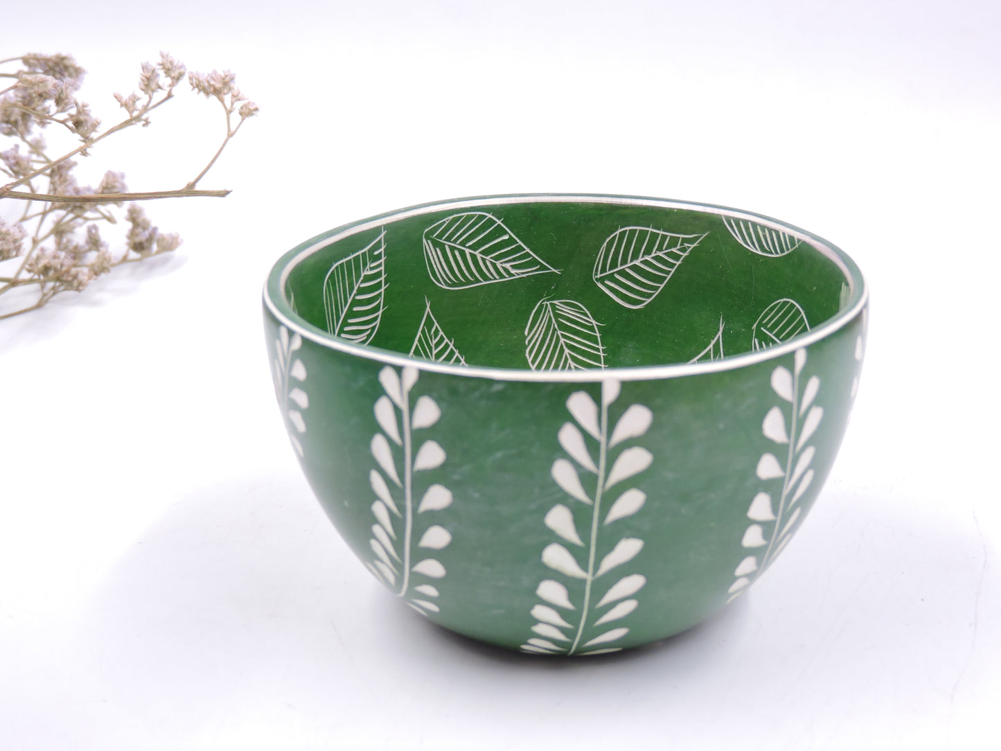 Etched Pattern Stone Bowl - Handmade Fair Trade Catchall