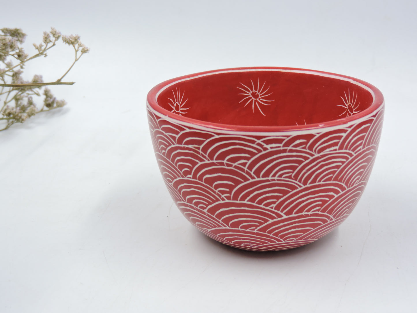 Etched Pattern Stone Bowl - Handmade Fair Trade Catchall