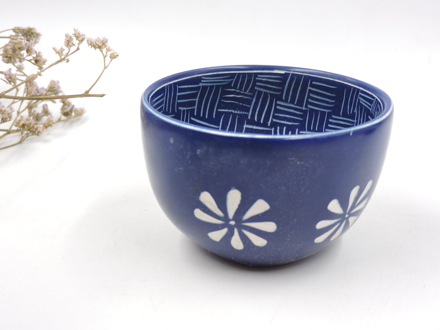 Etched Pattern Stone Bowl - Handmade Fair Trade Catchall