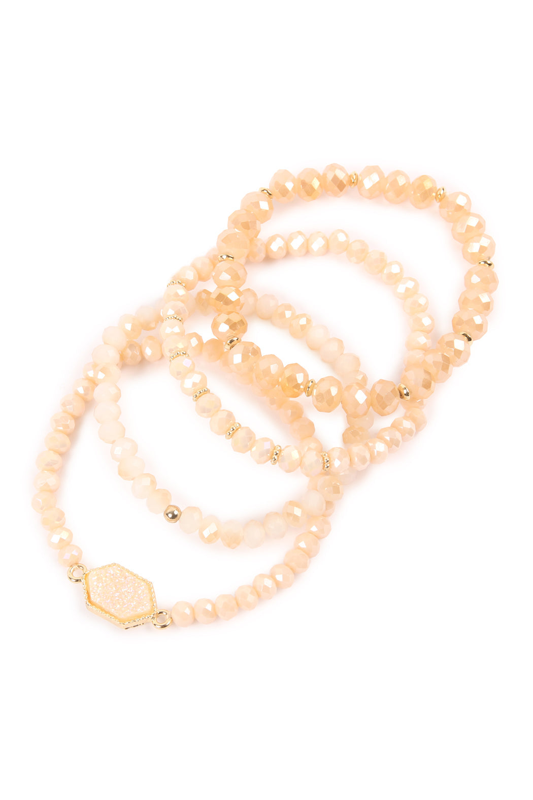 Hexagon Druzy & Glass Bead Bracelet