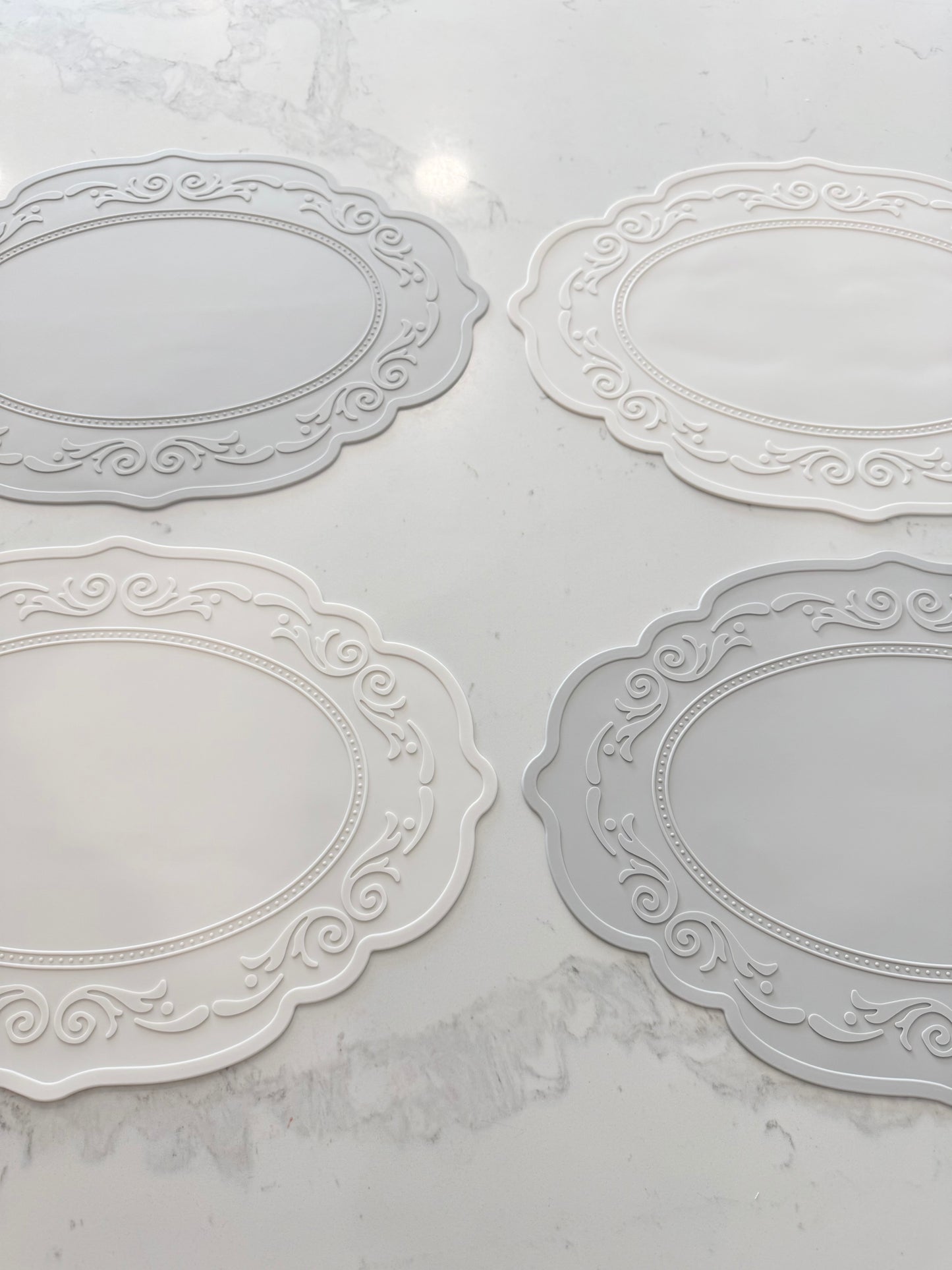 Nordic Shabby Chic Oval Premium Silicone Placemat 2Pcs