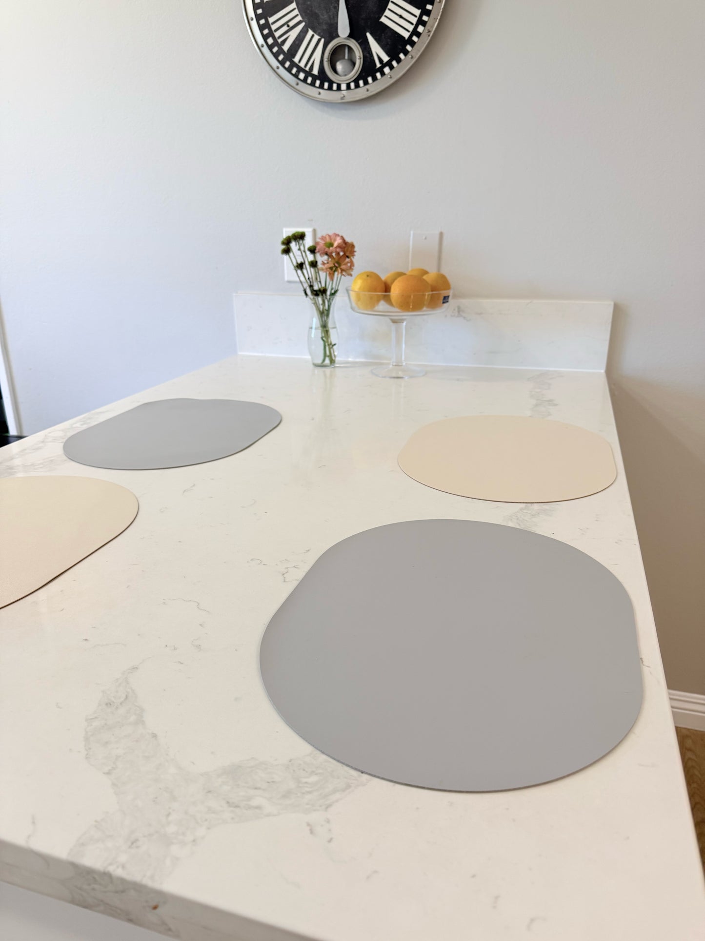 Nordic Oval Faux Leather Waterproof Placemat Set of 4