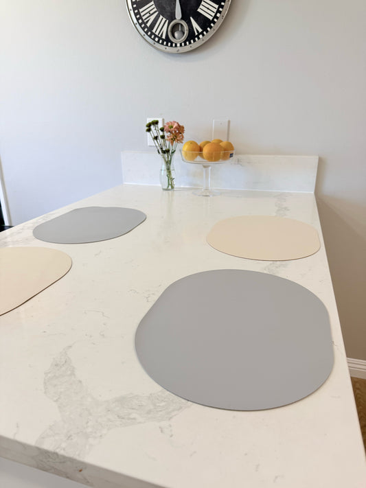 Nordic Oval Faux Leather Waterproof Placemat Set of 4