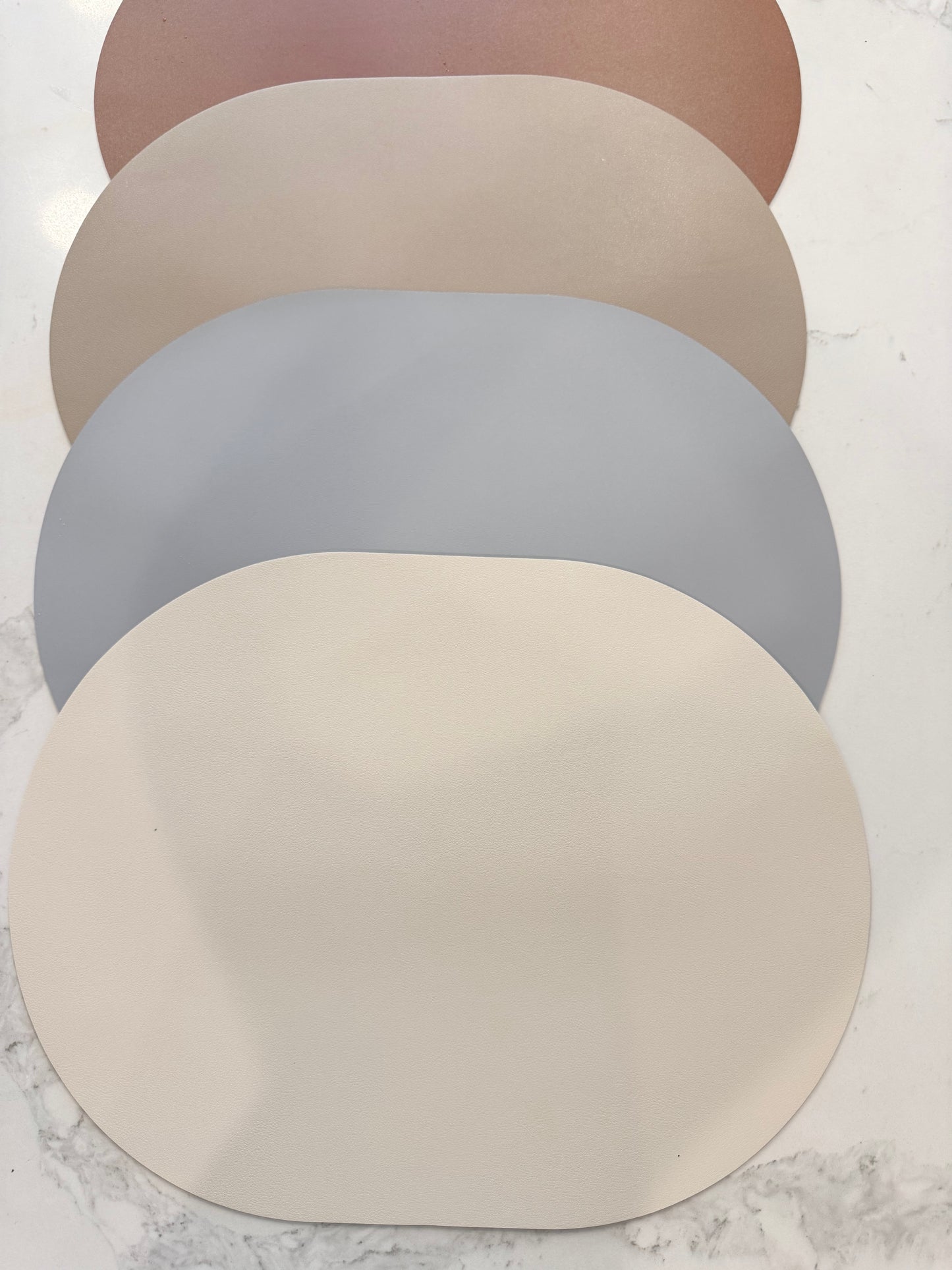 Nordic Oval Faux Leather Waterproof Placemat Set of 4