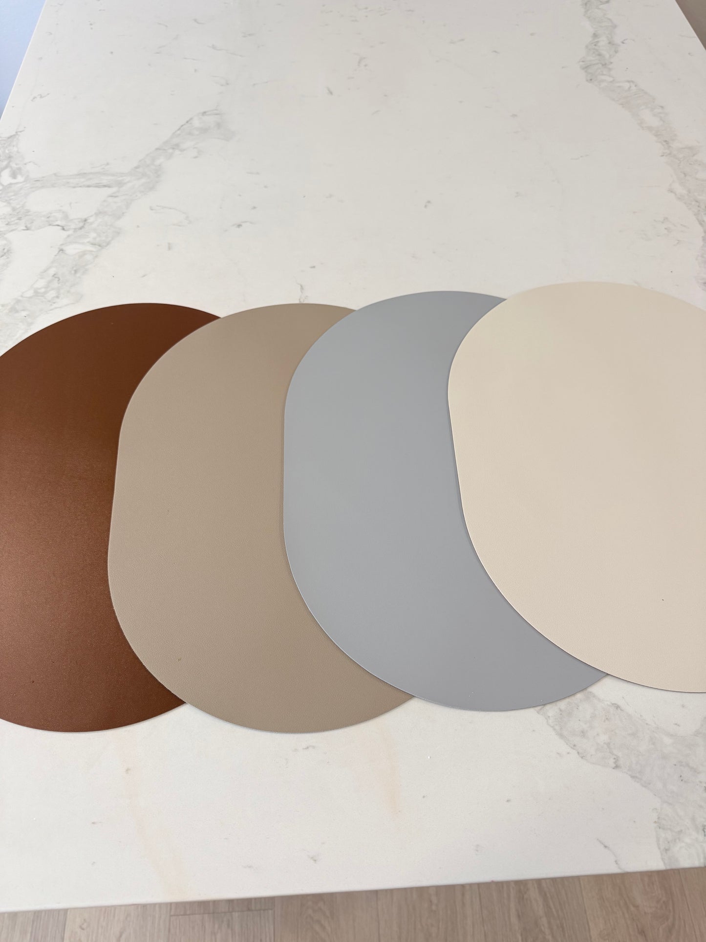Nordic Oval Faux Leather Waterproof Placemat Set of 4