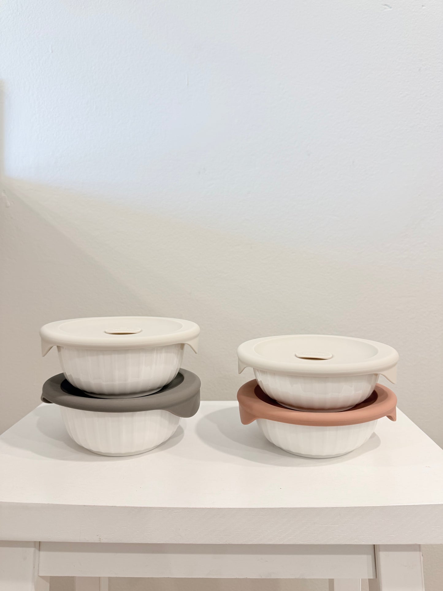 Ceramic Rice Bowl with Steam Vent Lid 355ml 2PCS