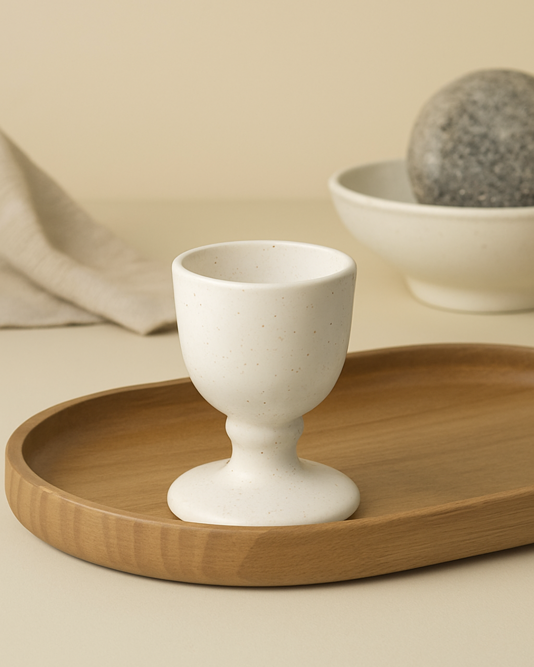 Calm Morning – White Ceramic Egg Cups (Set of 2)