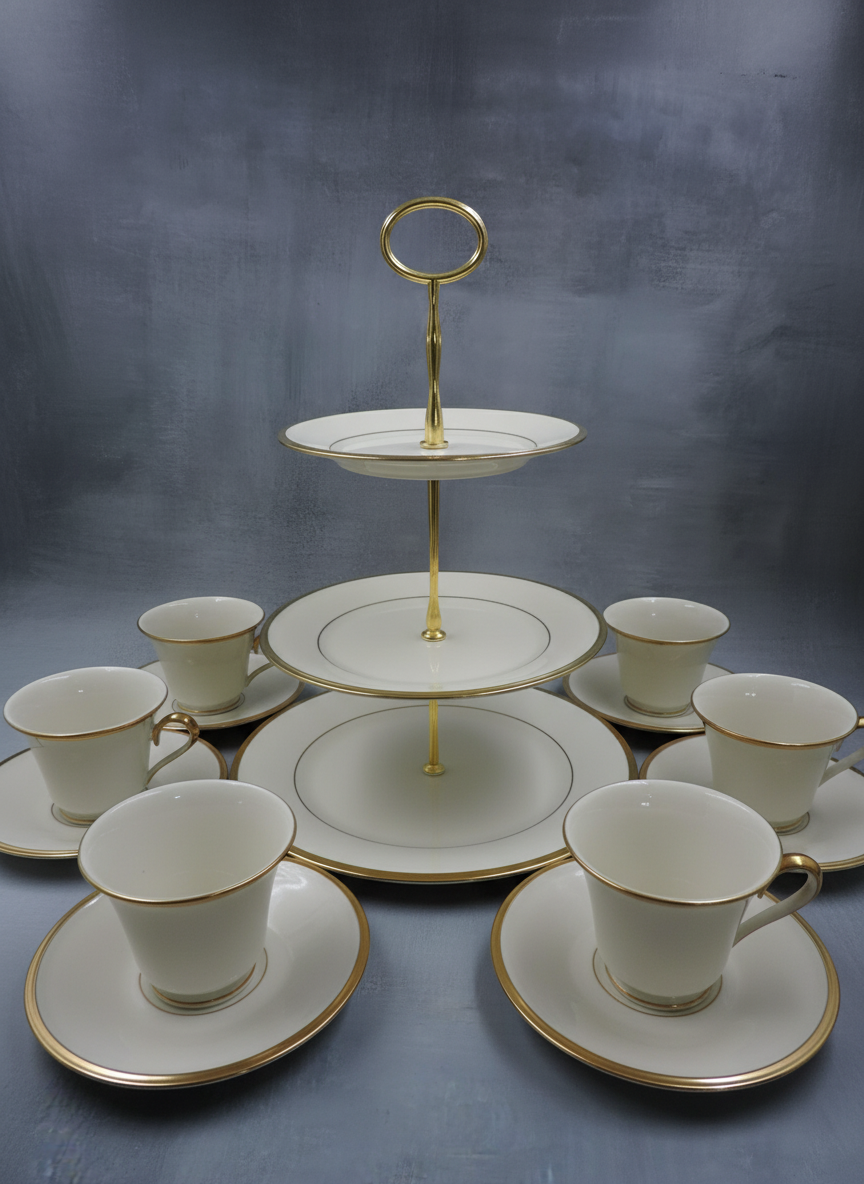 Lenox Eternal: 3-Tier Server & 6-Set Tea Service