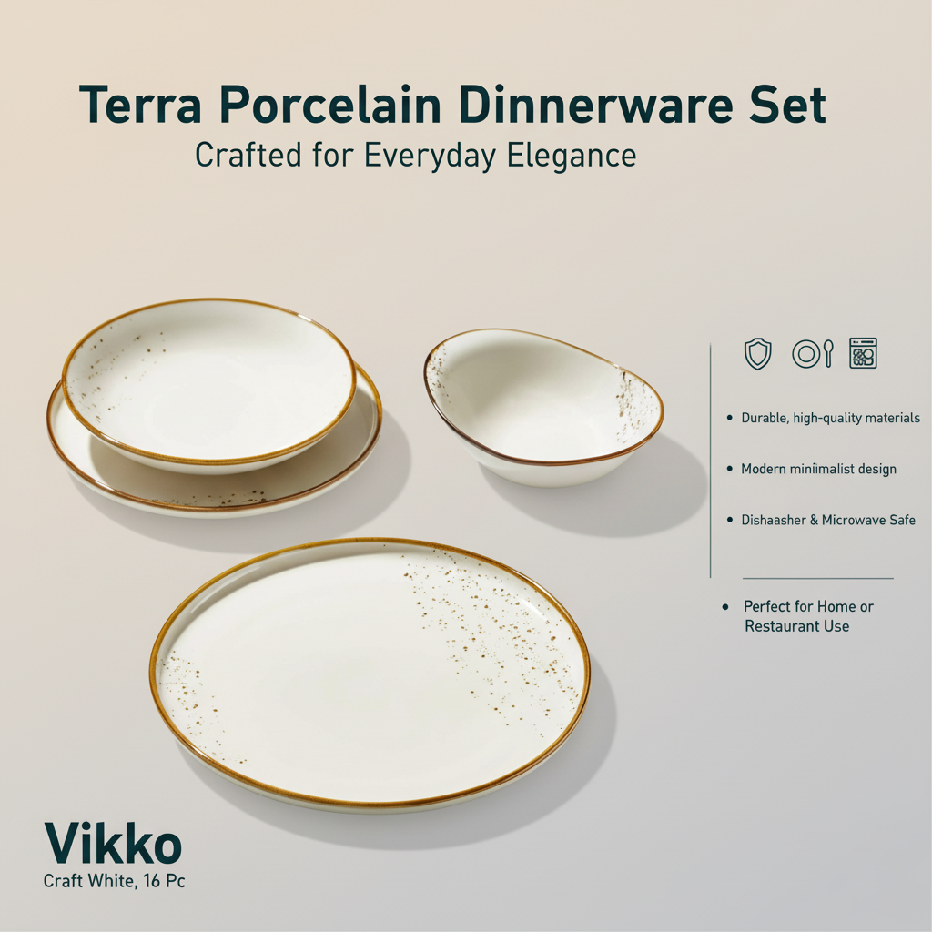 Terra Porcelain Dinnerware Set – Craft White, 16 Pc