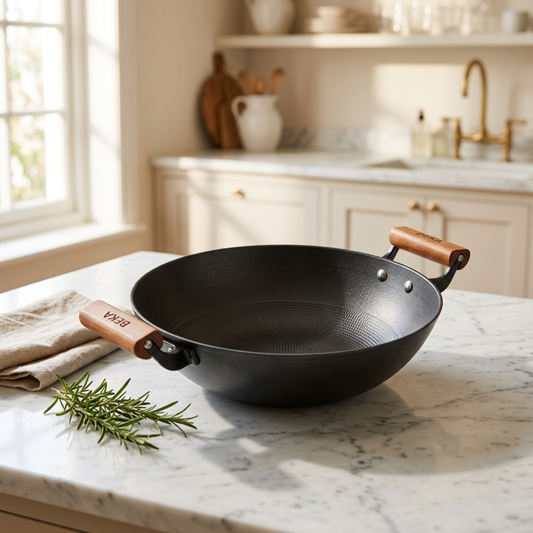BEKA Seasoned Cast Iron Wok Pan 28cm