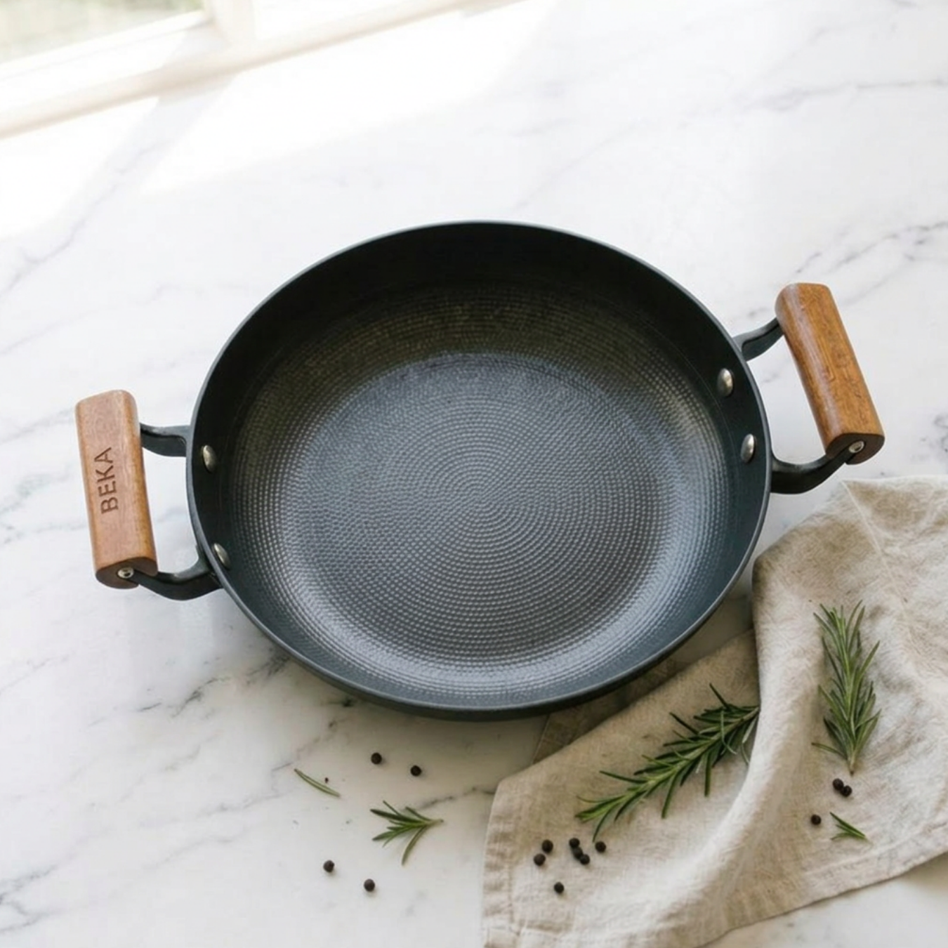 BEKA Seasoned Cast Iron Wok Pan 28cm