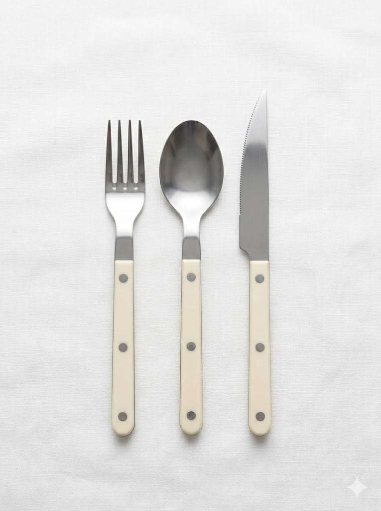 Sabre Bistrot Flatware – 3‑Piece Set , Ivory