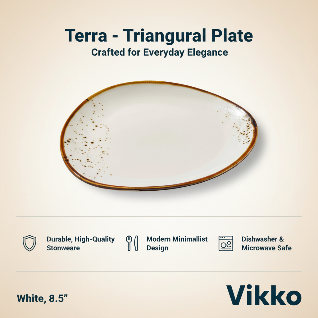 Terra Triangular Plate – White, 8.5"