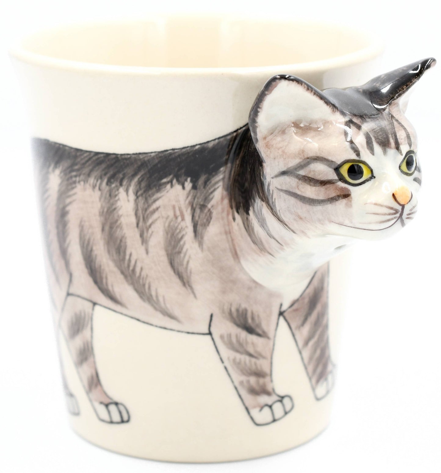Tabby Cat Mug 10 oz Hand-Painted Ceramic Mug (MUG128)