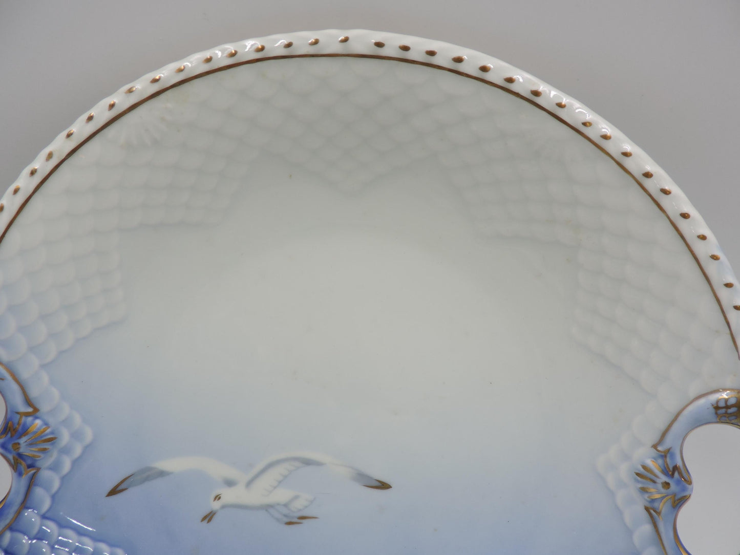 Bing & Grondahl Copenhagen Seagull Gold Rim Cake Plate with Handle