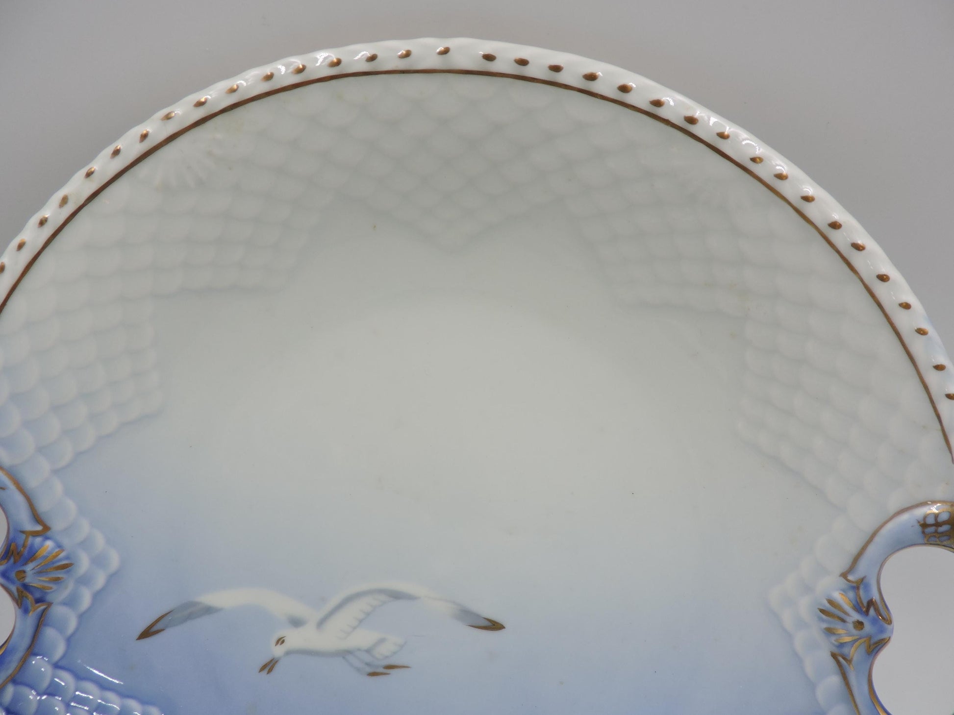 Bing & Grondahl Copenhagen Seagull Gold Rim Cake Plate with Handle