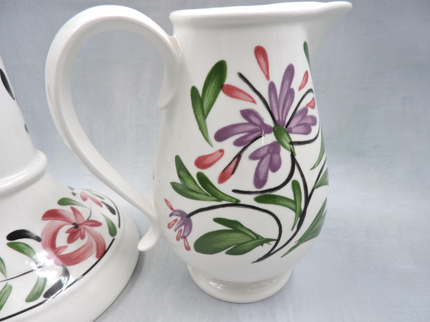 Portmeirion Welsh Dresser Pattern Candle Holder and Jug