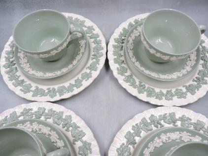 Wedgwood Queens ware Celadon Green mix pattern 12pcs