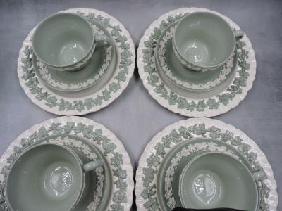 Wedgwood Queens ware Celadon Green mix pattern 12pcs