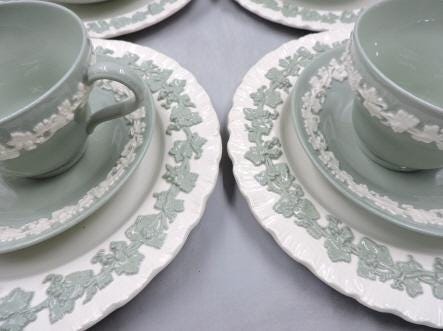 Wedgwood Queens ware Celadon Green mix pattern 12pcs