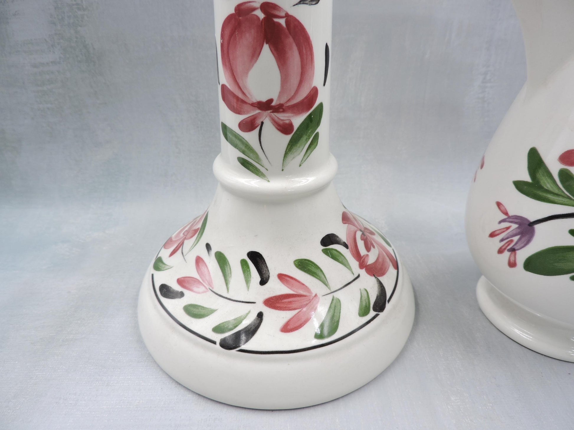 Portmeirion Welsh Dresser Pattern Candle Holder and Jug