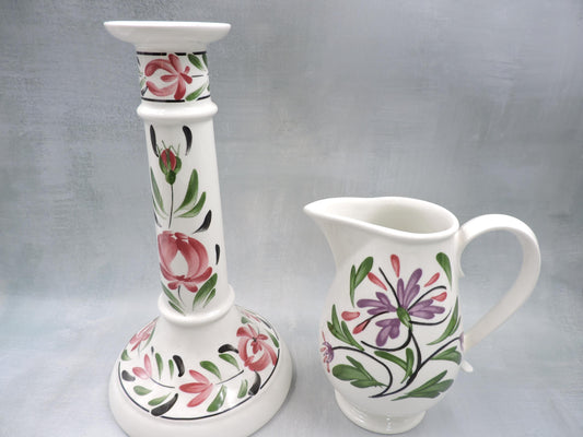 Portmeirion Welsh Dresser Pattern Candle Holder and Jug