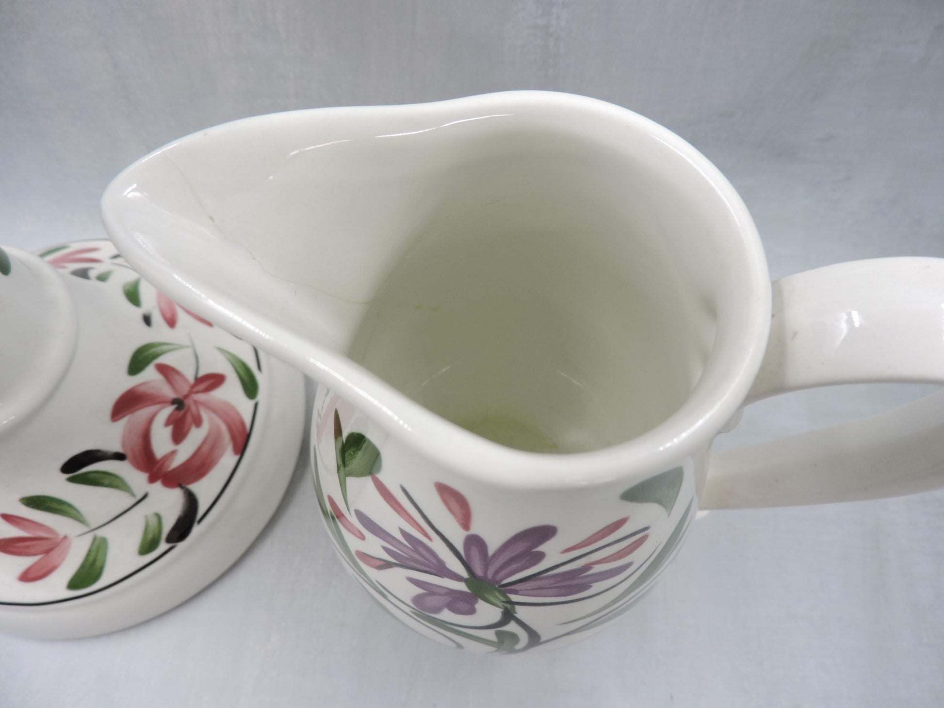 Portmeirion Welsh Dresser Pattern Candle Holder and Jug