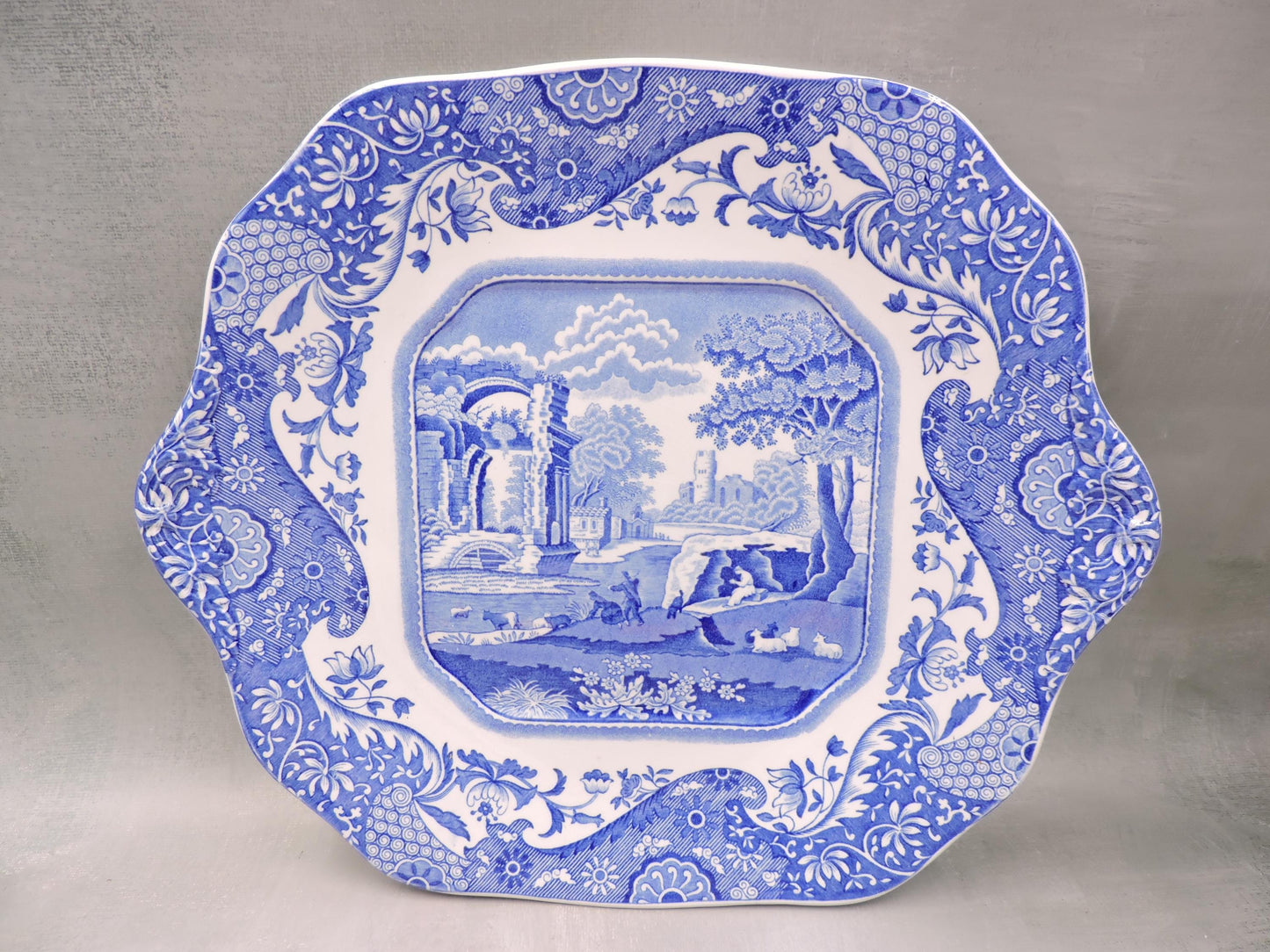 Spode Blue Italian Handled Square Tray #1501