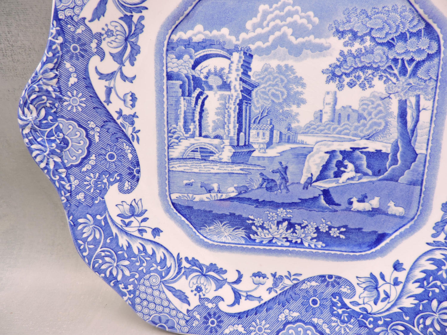 Spode Blue Italian Handled Square Tray #1501