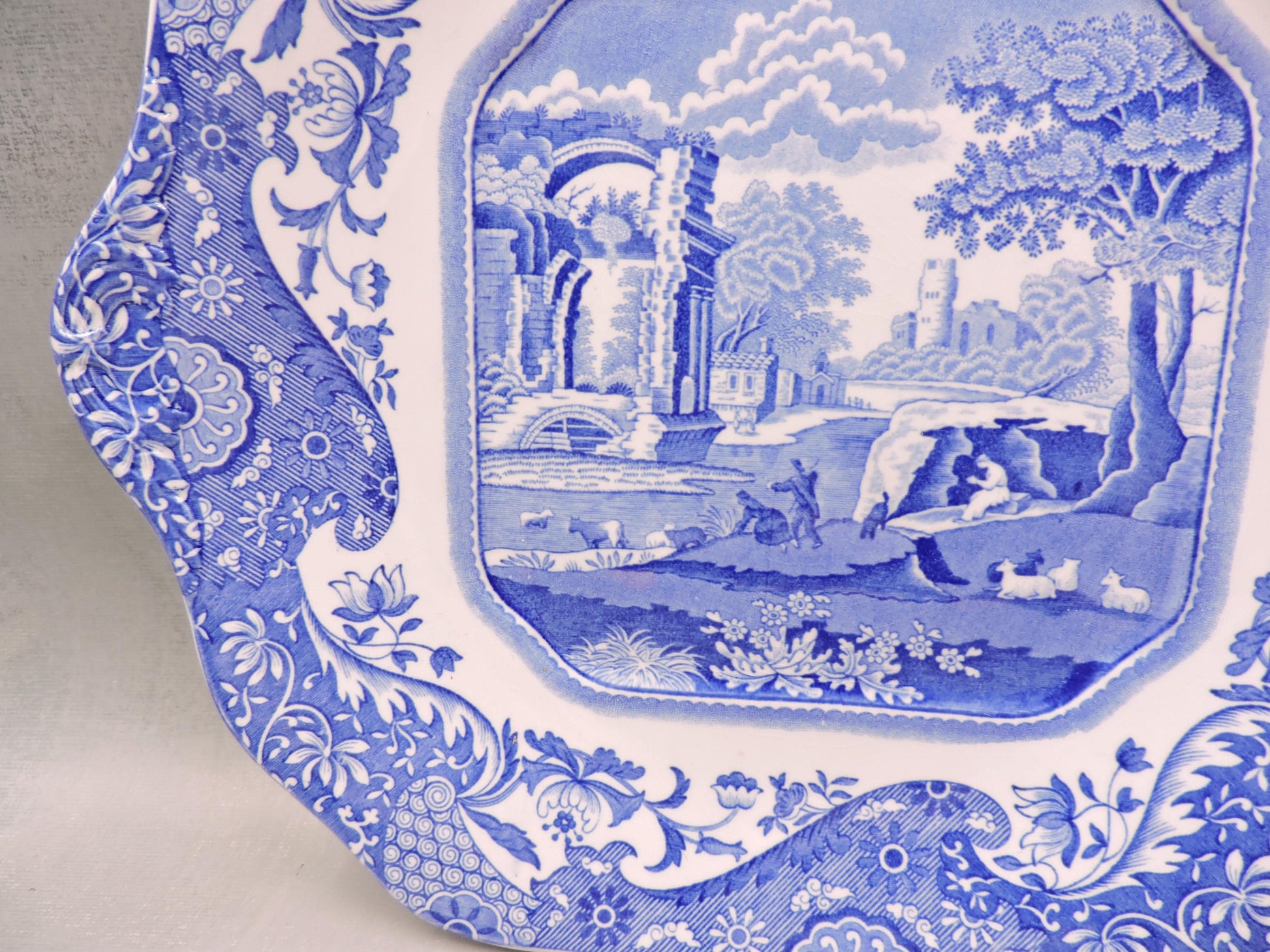 Spode Blue Italian Handled Square Tray #1501