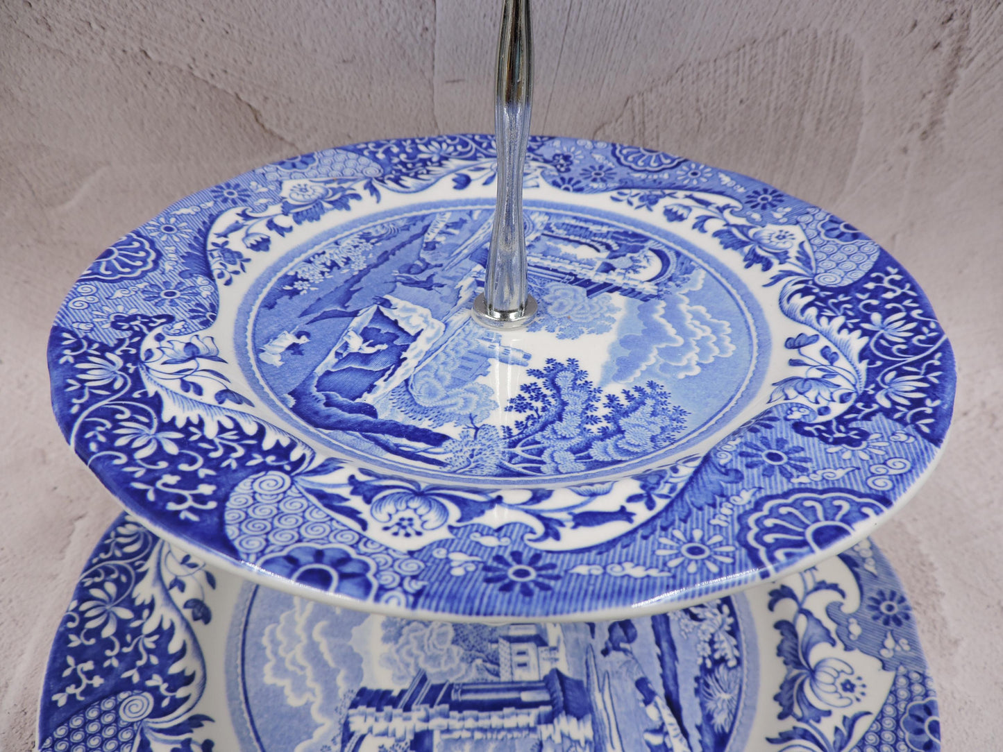 Spode Blue Italian 2 tier cake stand (England) #1484