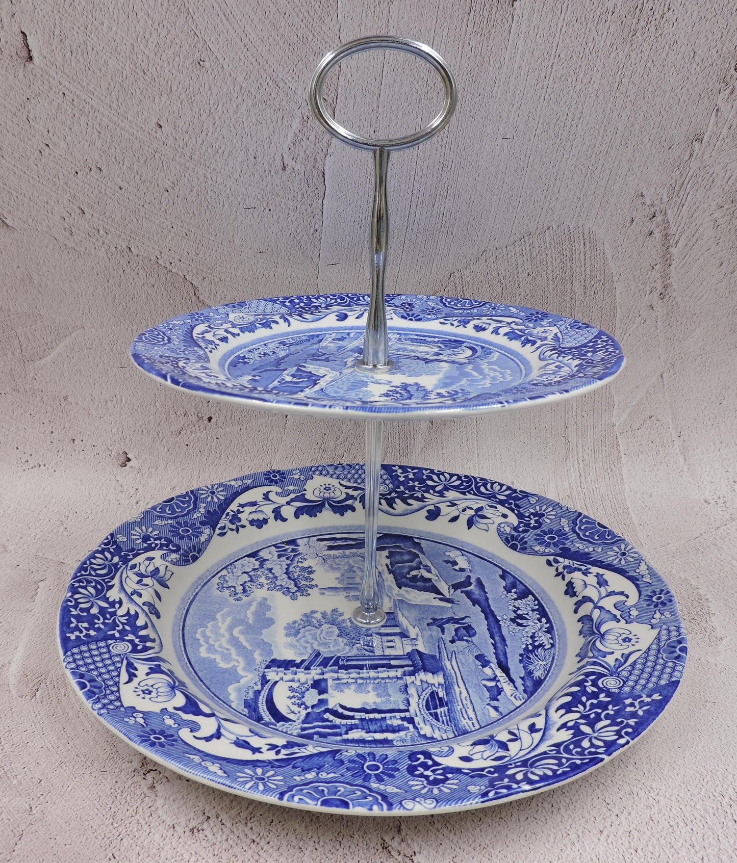 Spode Blue Italian 2 tier cake stand (England) #1484