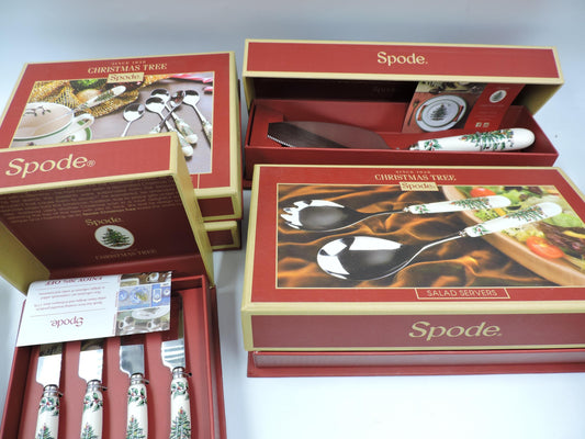 Spode Christmas tree Tea Spoon , Cake Server, Salad Server, Spreader set