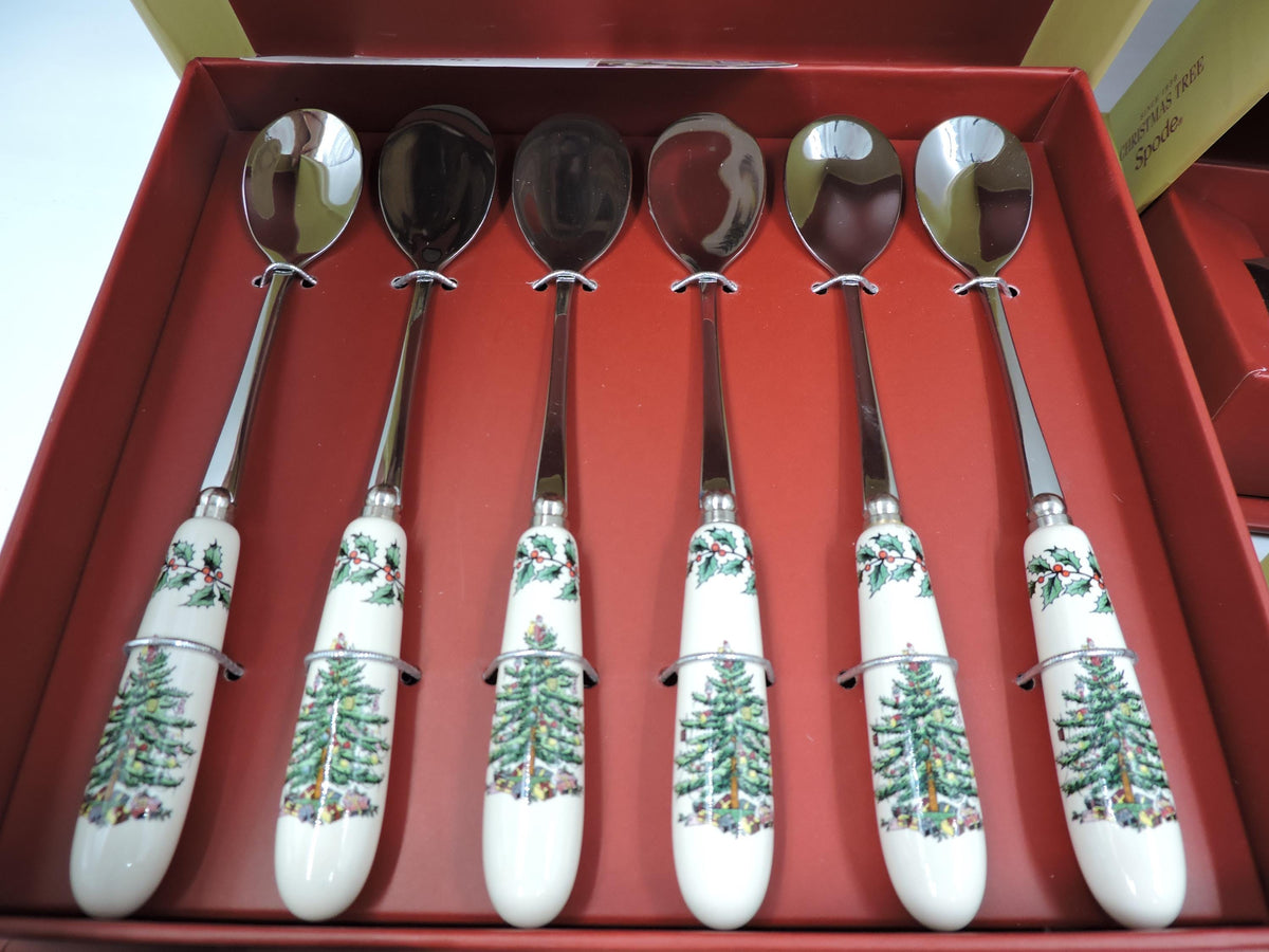 Spode Christmas tree Tea Spoon , Cake Server, Salad Server, Spreader set