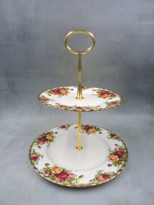 Royal Albert Old Country Roses 2 Tired Dessert Stand #1483