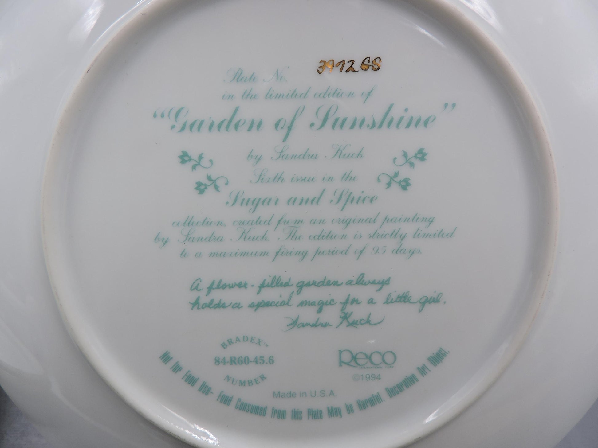 Sandra Kuck "Garden of Sunshine" wall deco plate #1325