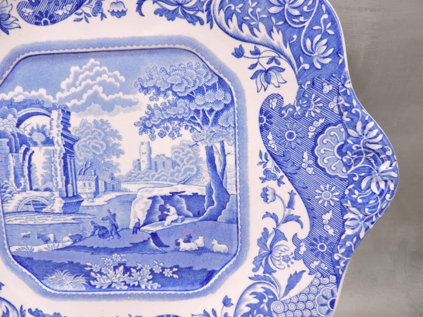 Spode Blue Italian Handled Square Tray #1501