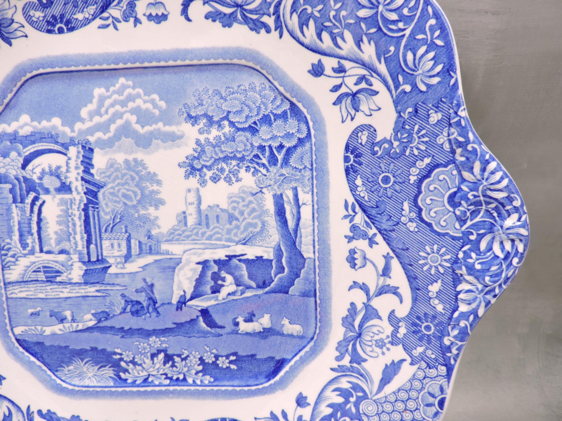 Spode Blue Italian Handled Square Tray #1501