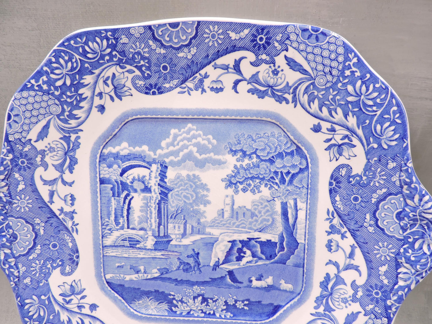 Spode Blue Italian Handled Square Tray #1501