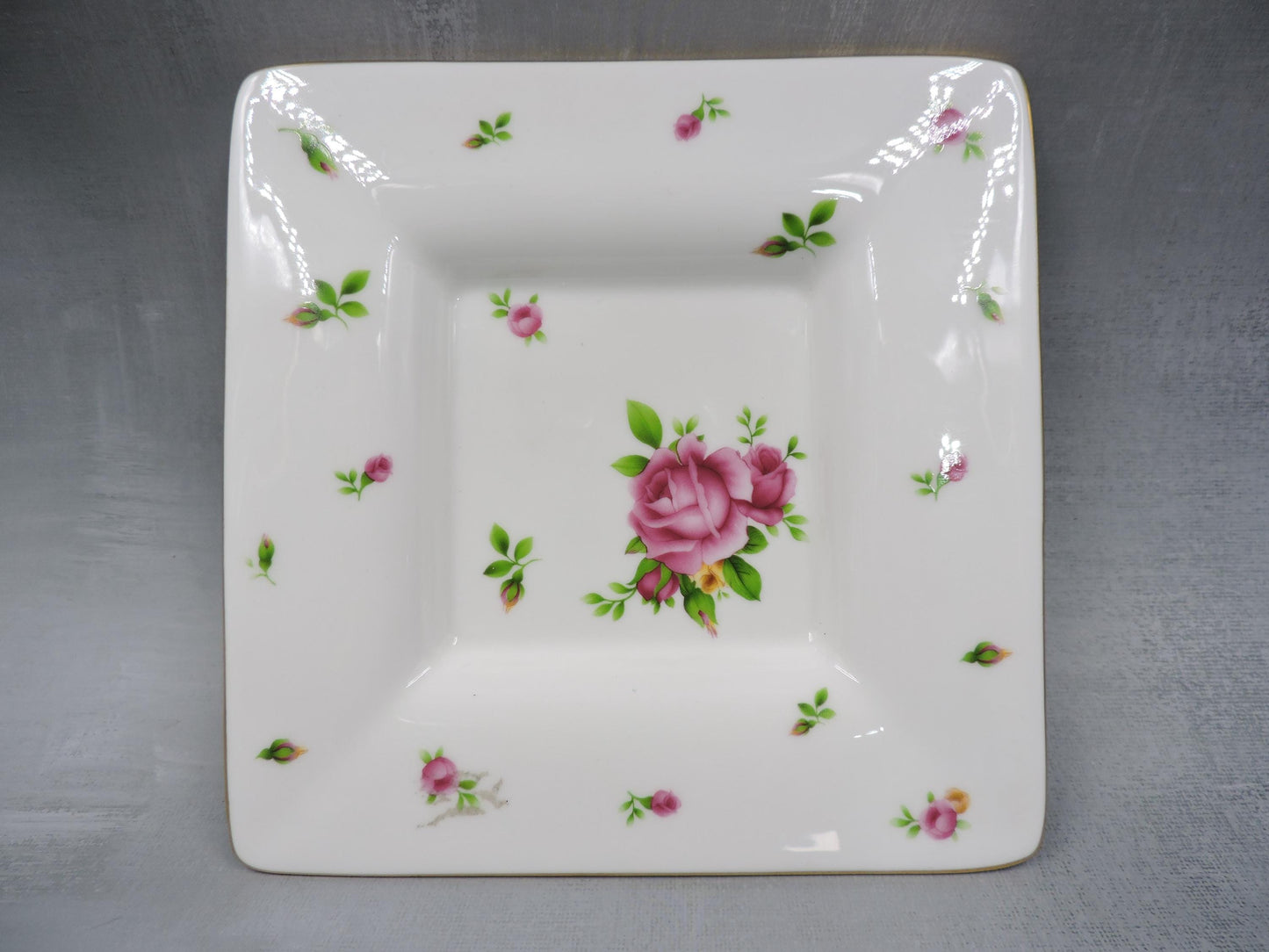 Royal Albert White Flower Square Plate + Tea Cup
