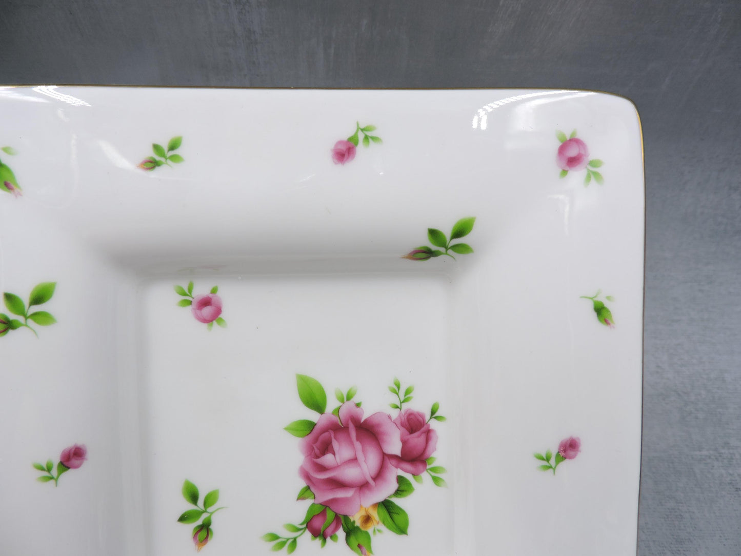 Royal Albert White Flower Square Plate + Tea Cup