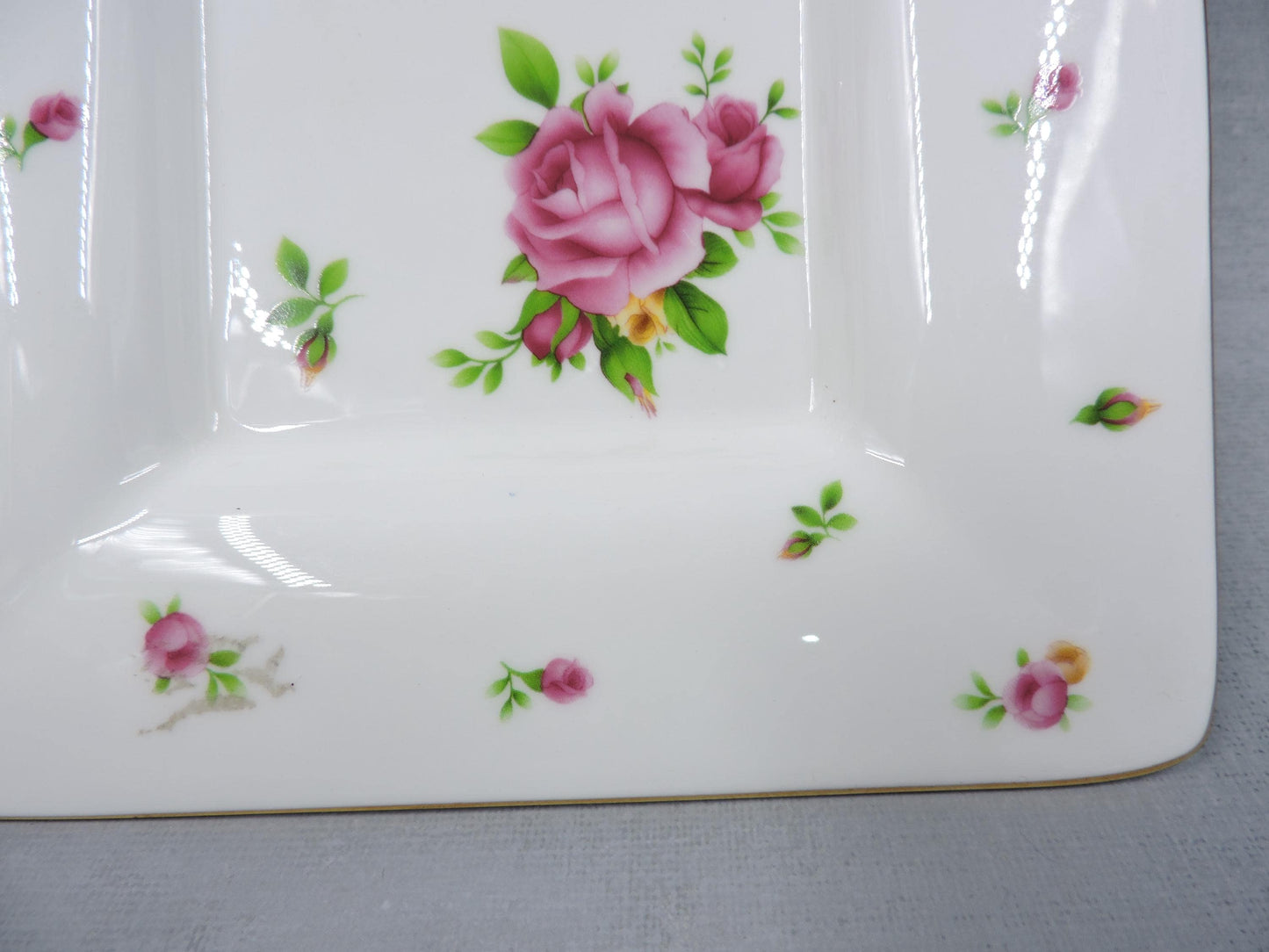 Royal Albert White Flower Square Plate + Tea Cup