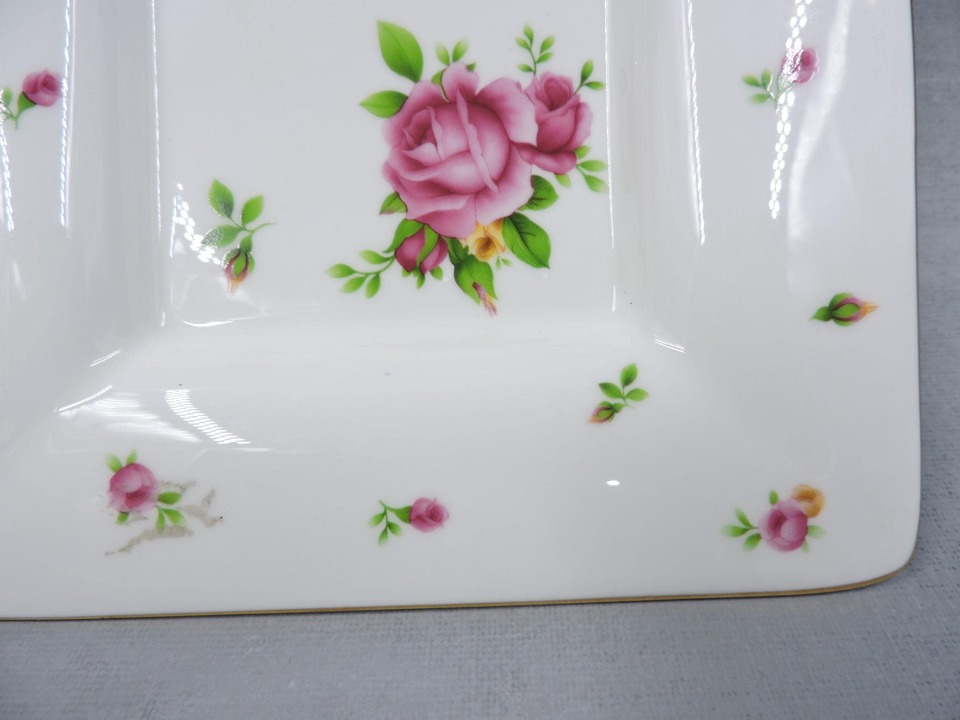 Royal Albert White Flower Square Plate + Tea Cup