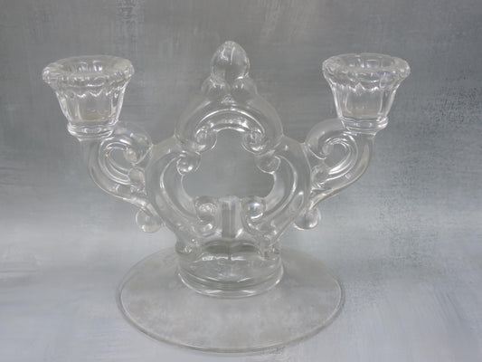 Cambridge Etched Double Candlestick Holder