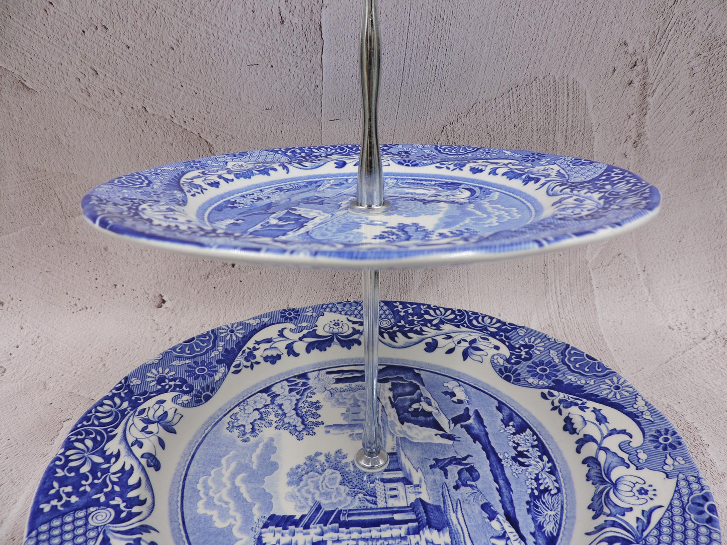 Spode Blue Italian 2 tier cake stand (England) #1484