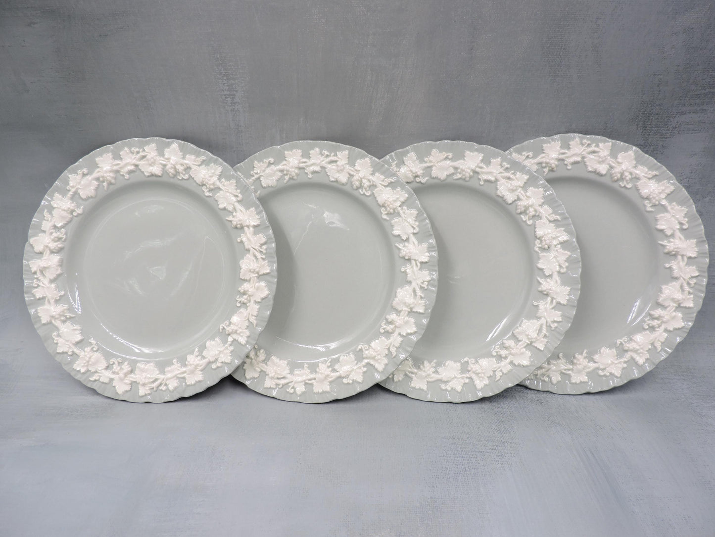 Wedgwood Queens ware Grey Shell Edge Bread Plate set of 4