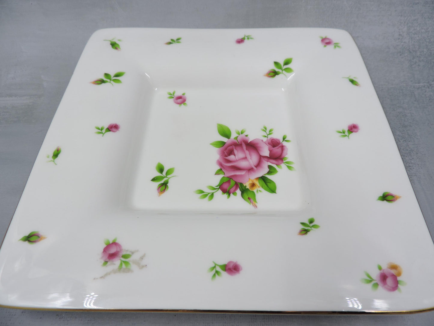 Royal Albert White Flower Square Plate + Tea Cup