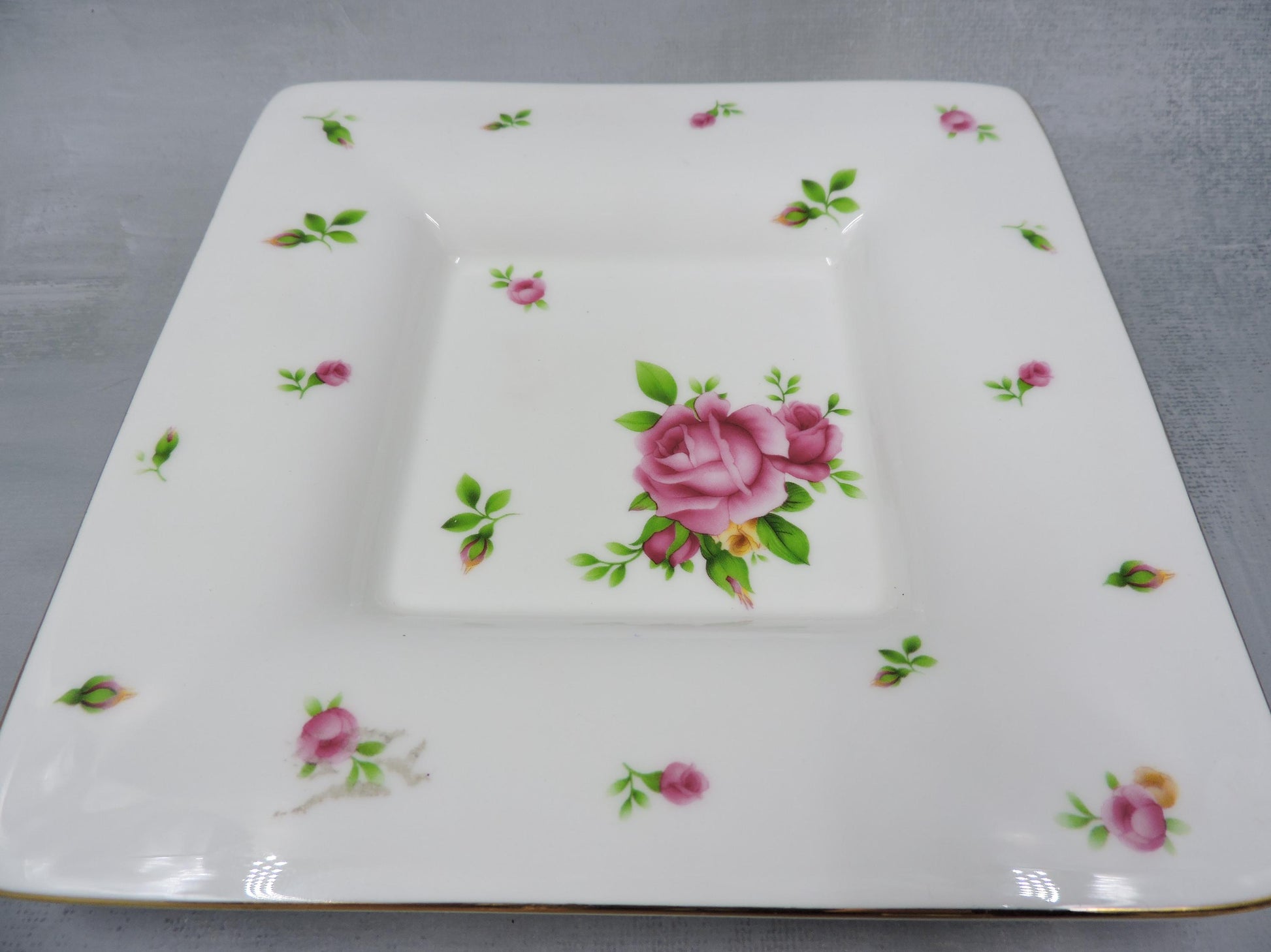 Royal Albert White Flower Square Plate + Tea Cup